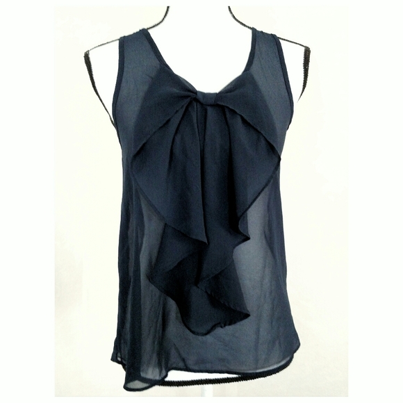 3/$20 by & by Navy Bow Tie Sheer Cami Top - Picture 1 of 5